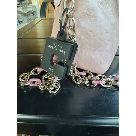 Kate Spade Ostrich Pink Pebble Leather Handbag and Kate Spade Chain Belt - Picture 10 of 12